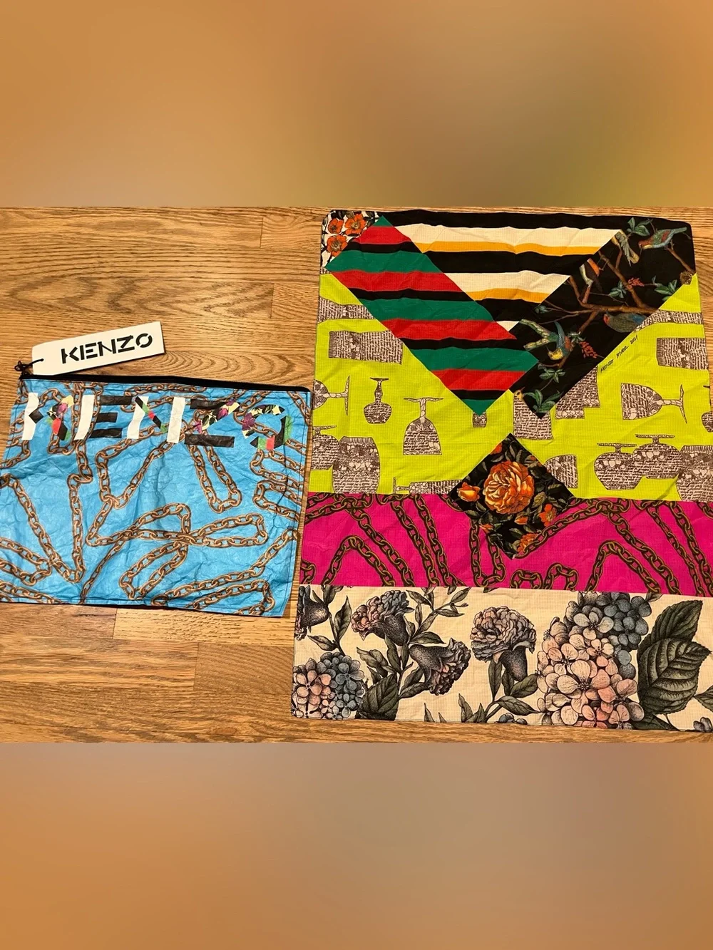 Kenzo NWT Ripstop scarf and matching chain link case